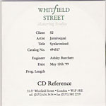 UK "Whitfield Street" Acetate Promo CDR release